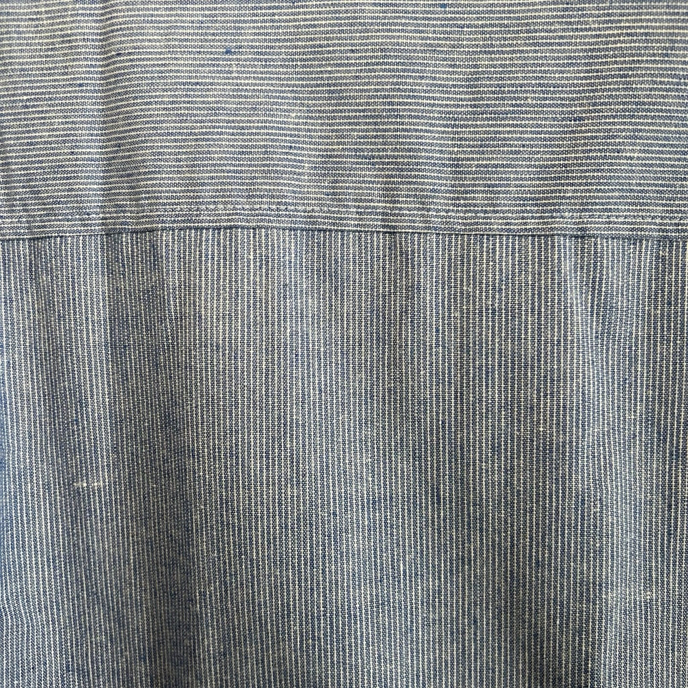 Tunic Top V-Neck Button Roll-Tab Sleeve Blue Stripe Woman’s Large No Tag - Picture 12 of 16
